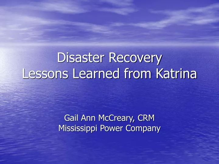 disaster recovery lessons learned from katrina