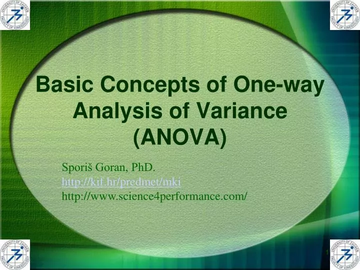 basic concepts of one way analysis of variance anova