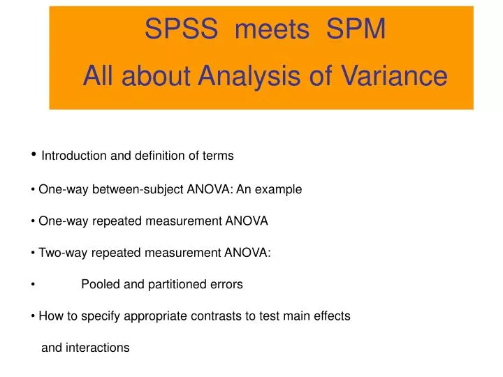 spss meets spm all about analysis of variance