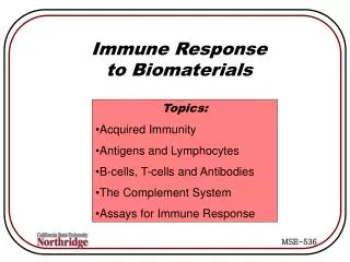 Immune Response to Biomaterials