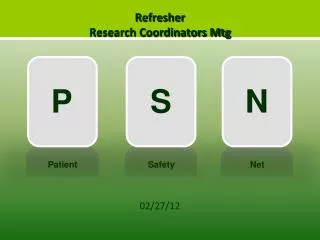 Refresher Research Coordinators Mtg