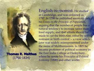 Thomas R. Malthus (1766-1834)