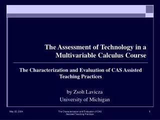 The Assessment of Technology in a Multivariable Calculus Course