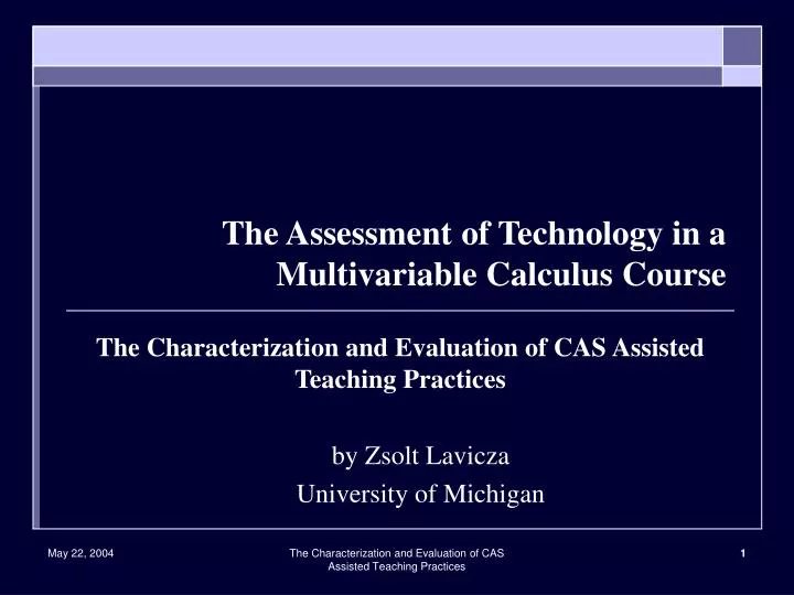 the assessment of technology in a multivariable calculus course