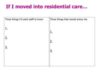 if i moved into residential care