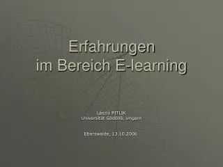 erfahrungen im bereich e learning
