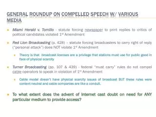 General Roundup on compelled speech w/ various media