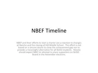 NBEF Timeline