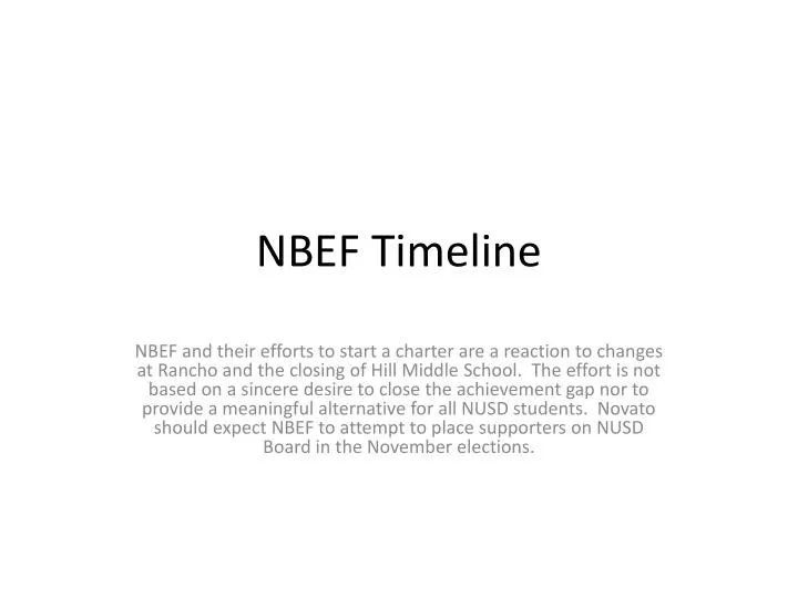 nbef timeline