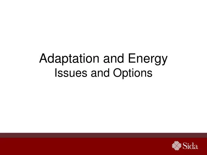 adaptation and energy issues and options