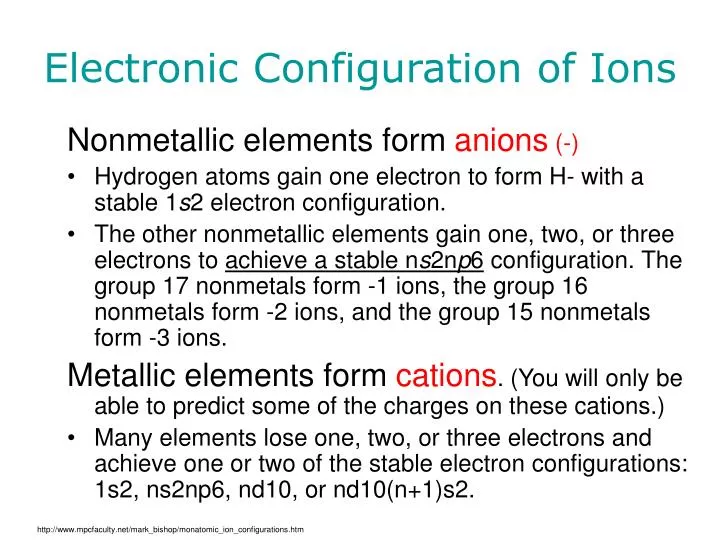 electronic configuration of ions