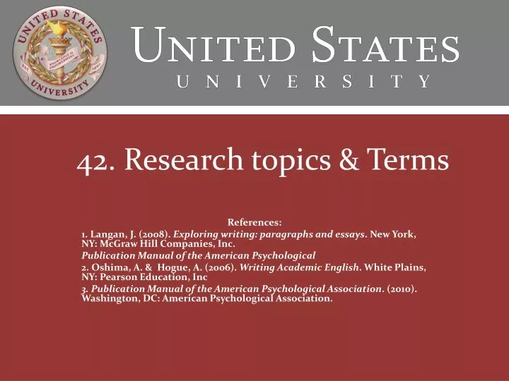42 research topics terms