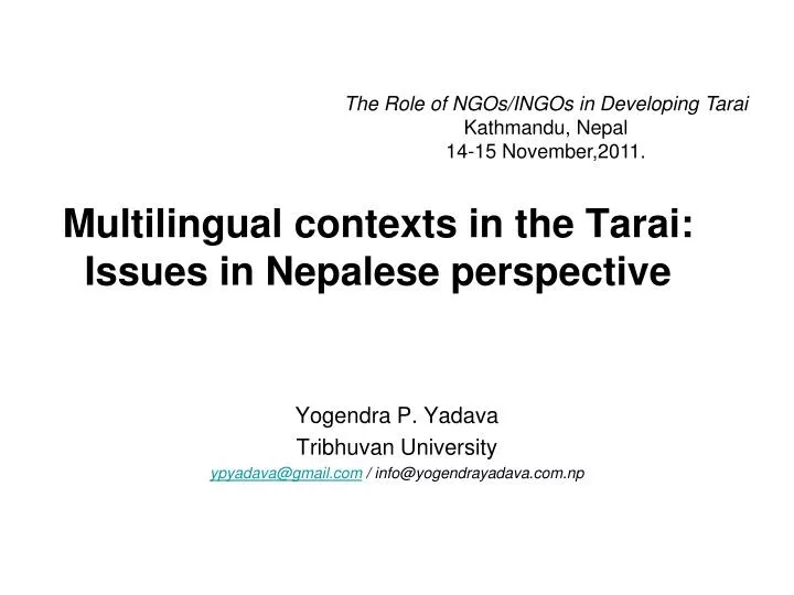 multilingual contexts in the tarai issues in nepalese perspective