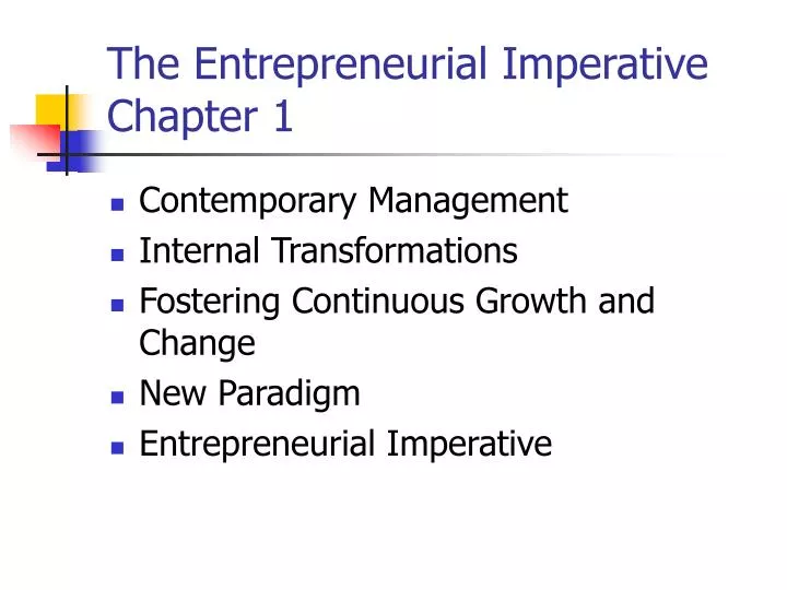 the entrepreneurial imperative chapter 1