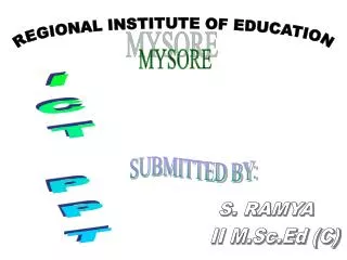 REGIONAL INSTITUTE OF EDUCATION