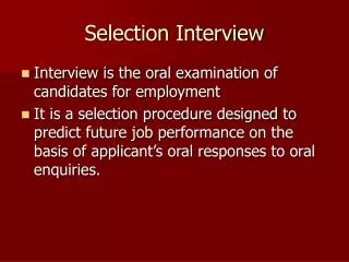 Selection Interview
