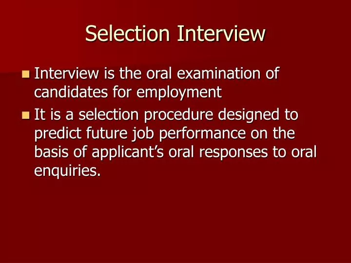 selection interview