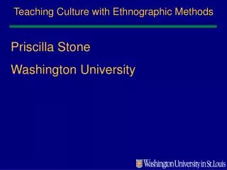 Teaching Culture with Ethnographic Methods