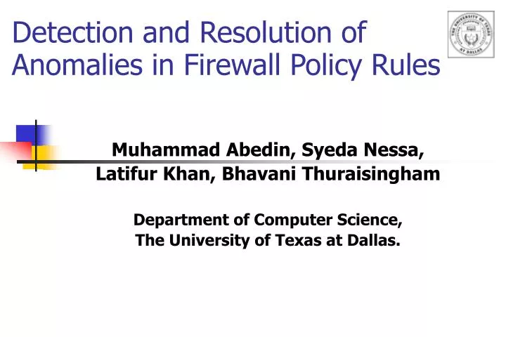 detection and resolution of anomalies in firewall policy rules