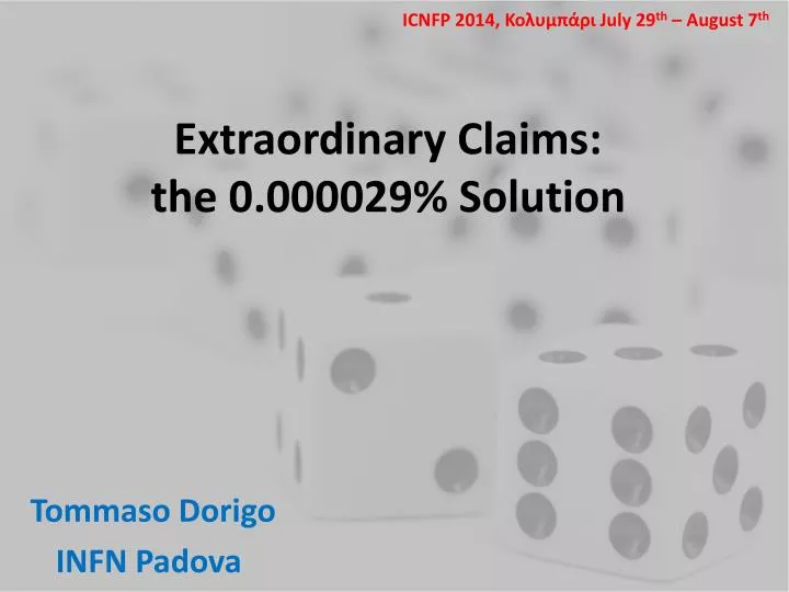 extraordinary claims the 0 000029 solution