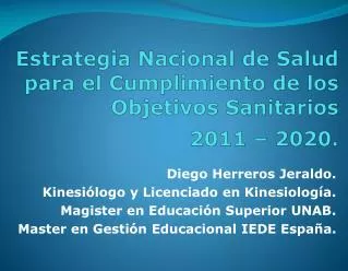 estrategia nacional de salud para el cumplimiento de los objetivos sanitarios 2011 2020