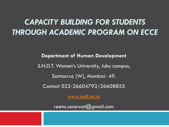 capacity building for students through academic program on ecce