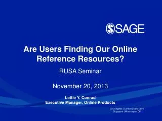 Are Users Finding Our Online Reference Resources? RUSA Seminar November 20, 2013