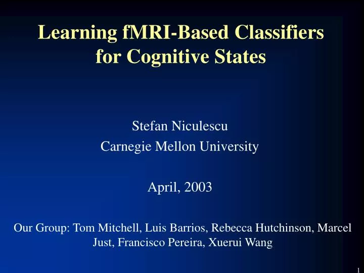 learning fmri based classifiers for cognitive states