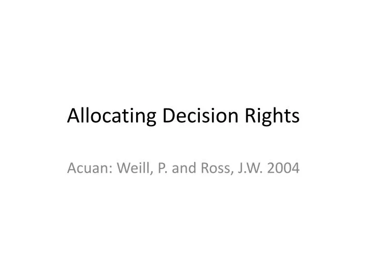 allocating decision rights
