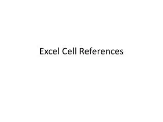 Excel Cell References