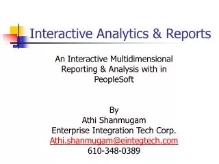 Interactive Analytics &amp; Reports