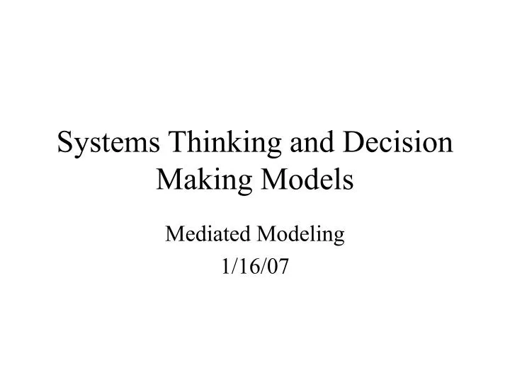 systems thinking and decision making models