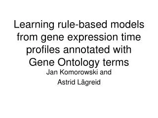 Learning rule-based models from gene expression time profiles annotated with Gene Ontology terms