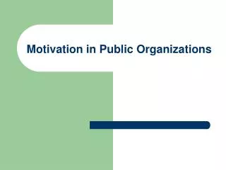 Motivation in Public Organizations