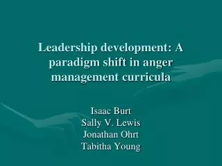 Leadership development: A paradigm shift in anger management curricula