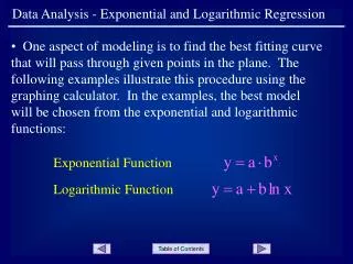Data Analysis - Exponential and Logarithmic Regression