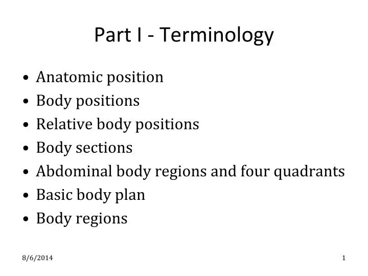 part i terminology