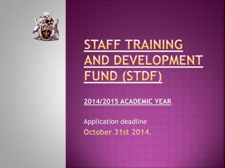 staff training and development fund stdf