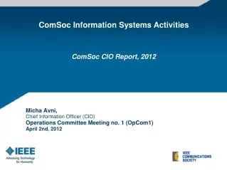Micha Avni, Chief Information Officer (CIO) Operations Committee Meeting no. 1 (OpCom1)