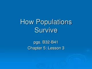 how populations survive