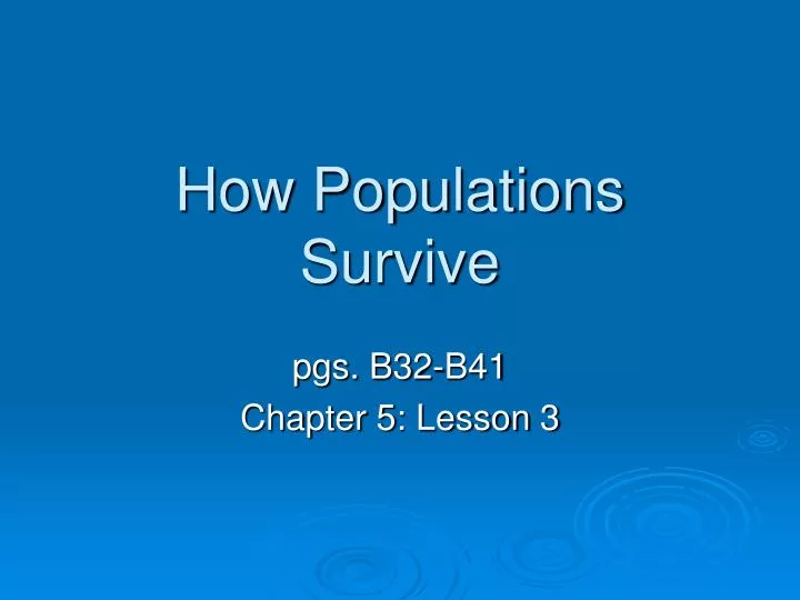 how populations survive