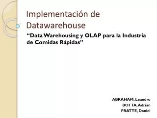 implementaci n de datawarehouse