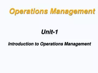 Operations Management