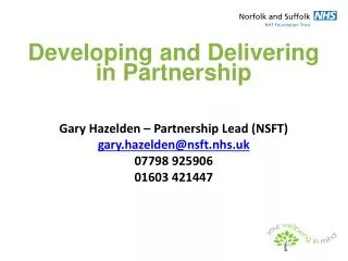 Developing and Delivering in Partnership