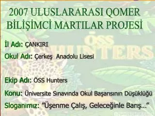 2007 ULUSLARARASI QOMER BİLİŞİMCİ MARTILAR PROJESİ