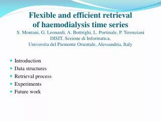 Introduction Data structures Retrieval process Experiments Future work