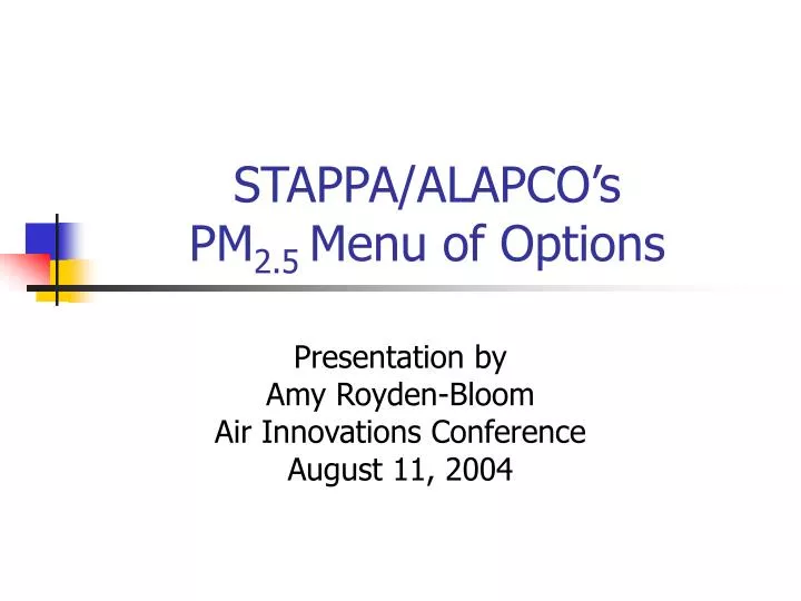 stappa alapco s pm 2 5 menu of options