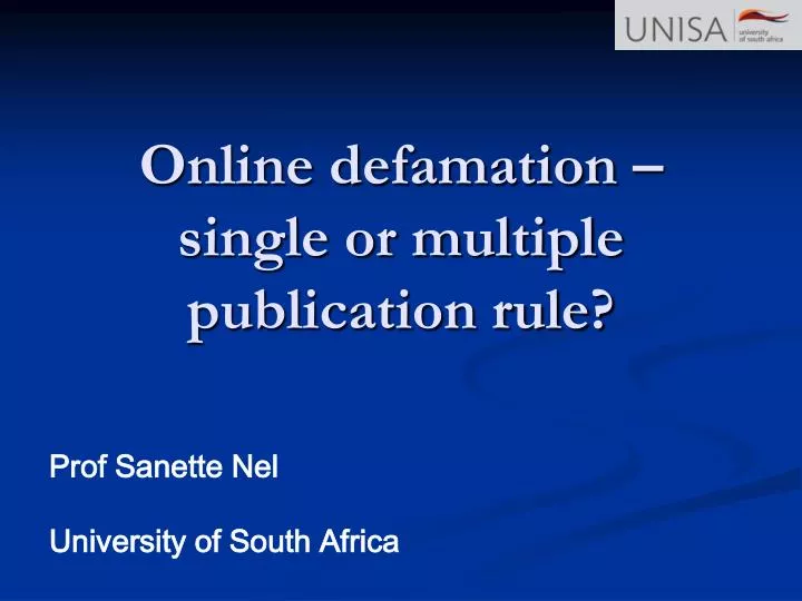 online defamation single or multiple publication rule