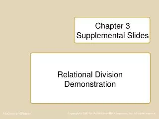 Chapter 3 Supplemental Slides