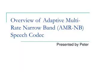 Overview of Adaptive Multi-Rate Narrow Band (AMR-NB) Speech Codec